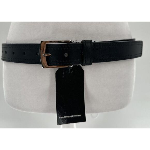 BOLONGARO TREVOR Other - Bolongaro Trevor Mens Dress Belt Black 100% Leather Silver Buckle Size 28 Formal